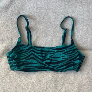 Green Zebra Print Bikini Top